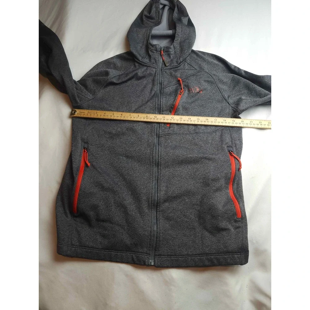 The North Face Mens Full Zip Hoodie Grey Orange Fleece Lined Jacket Size M